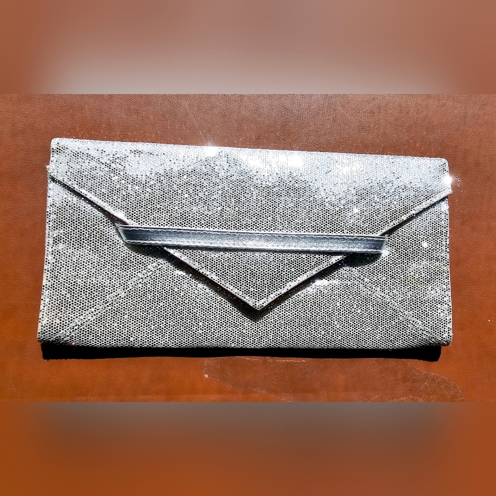 Victoria's Secret silver metallic Disco envelope clutch formal special occasion